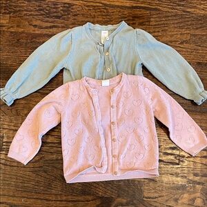 H&M Kids Dusty Pink Heart & Sage Green Cardigan Set